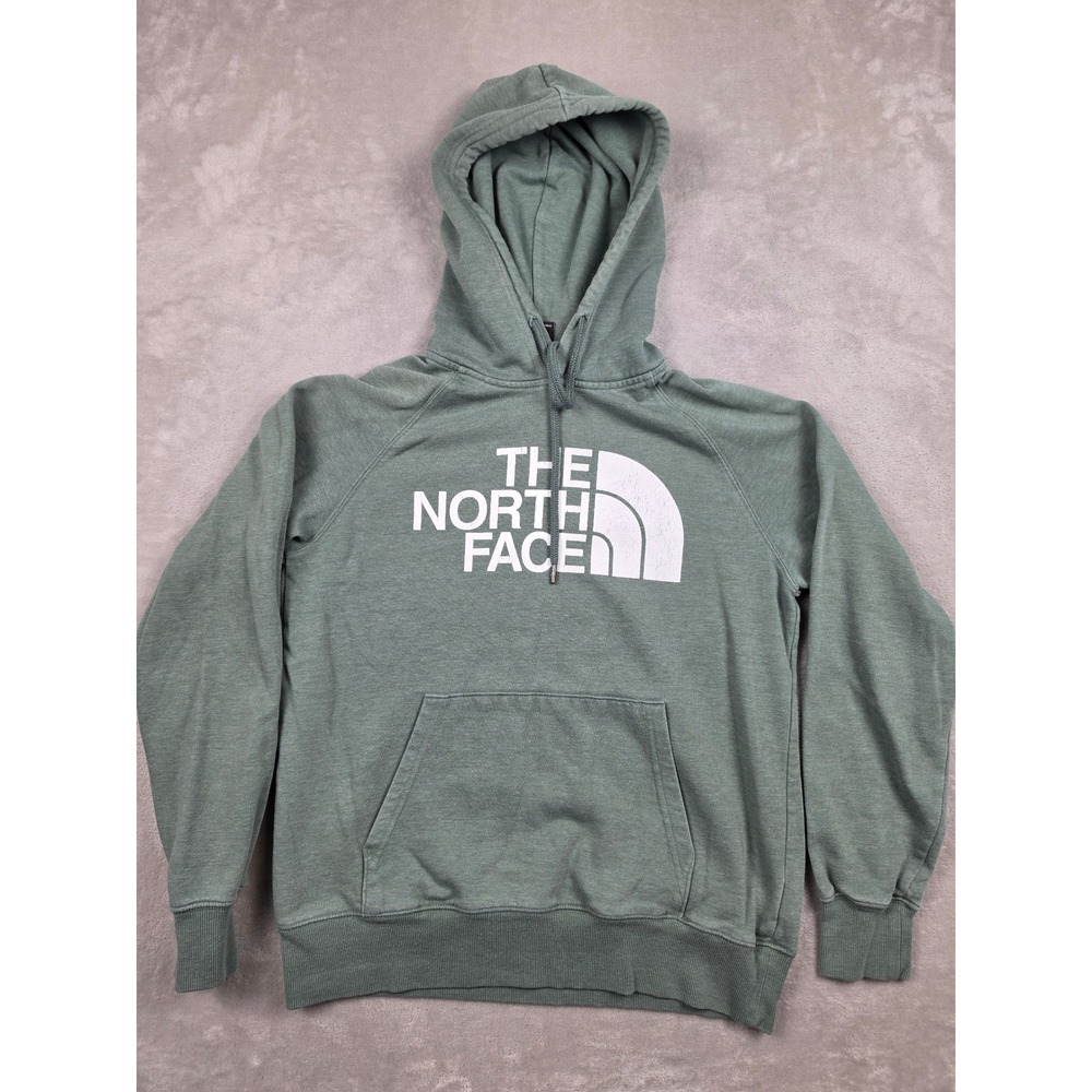 The North Face Hoodie Womens S Green Graphic Logo Pullover Sweatshirt Pilling